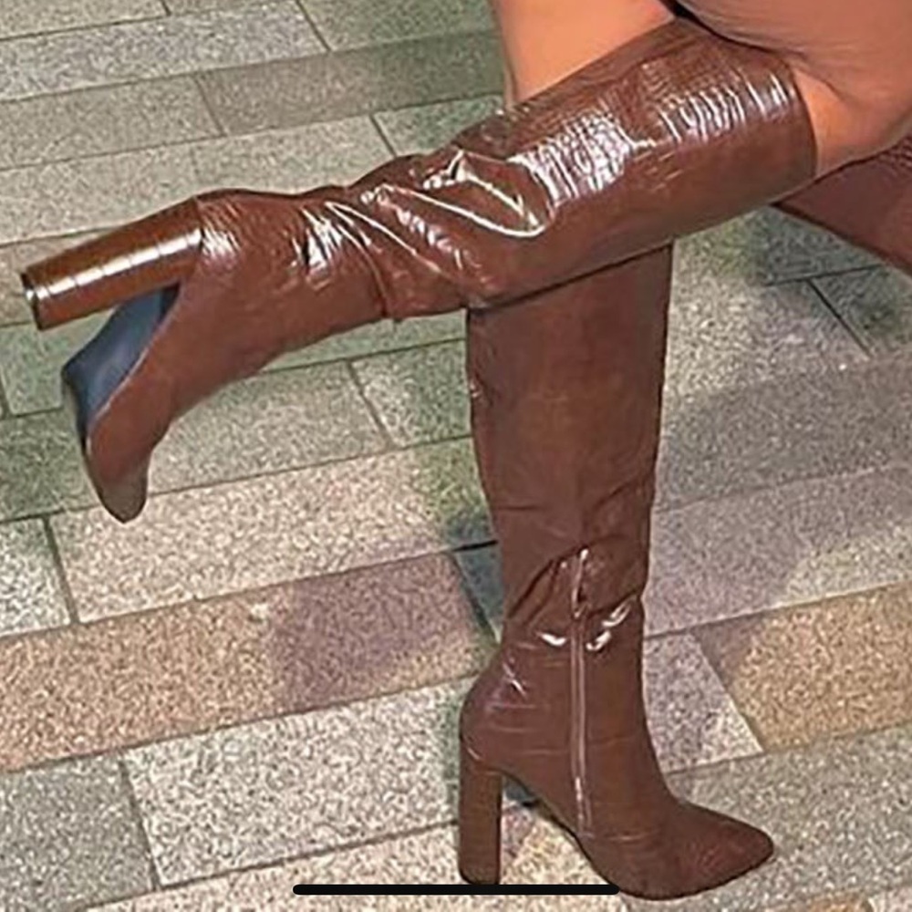 Fashion Nova Brown Heeled Boots